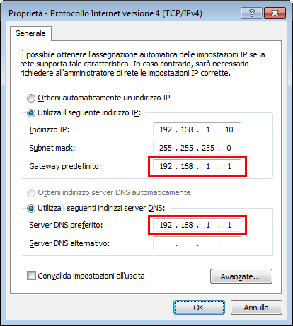 Indirizzo IP Windows 7